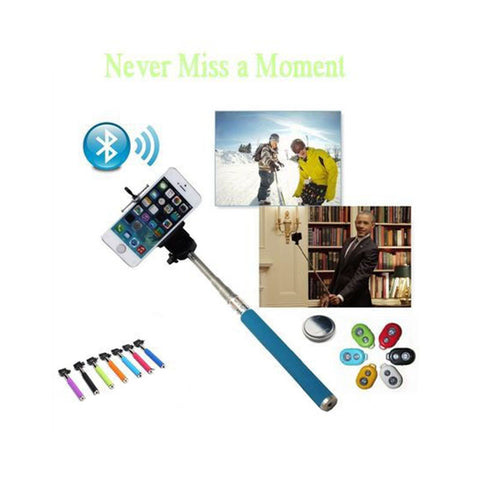 Fashion Extendable Self Selfie Stick Handheld Monopod+Clip Holder+Bluetooth Shutter Remote Controller for iPhone/Android Phone