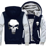 USA size Punisher Skull Cosplay Coat Zipper Hoodie Winter Fleece Unisex Thicken Jacket Sweatshirts
