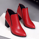 2016 Autumn Fashion Martin Boots Women Casual Leather Boots Pointed Toe Buckle Warm Plush Women Ankle Boots