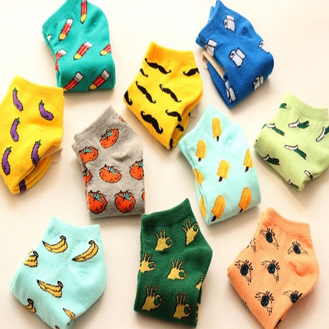 [COSPLACOOL] New Cute fruit color love candy color cotton sock summer style women's socks  women's thin sock slippers