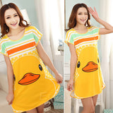 New Women Cartoon Polka Dot Sleepwear Short Sleeve Sleepshirt Sleepdress