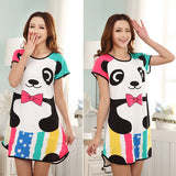 New Women Cartoon Polka Dot Sleepwear Short Sleeve Sleepshirt Sleepdress