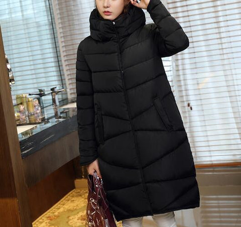 2017 Winter New Fashion Long Coat Slim Thickened Turtleneck Warm Jacket Cotton Padded Zipper Plus Size Outwear Casacos 4 Colors