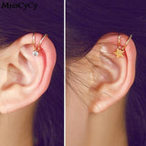 2016 New Fashion Hot Selling Pendientes Jewelry Rhinestone Flowers Star Heart Clip Earrings For Women