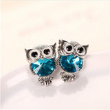 New Design Crystal Women Charms Owl Stud Earrings Cute Colors Fashion Jewelry White Gold Plated Trendy For Wedding Brincos 999