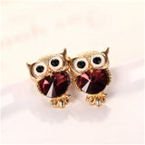 New Design Crystal Women Charms Owl Stud Earrings Cute Colors Fashion Jewelry White Gold Plated Trendy For Wedding Brincos 999