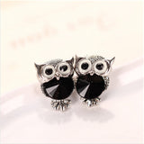 New Design Crystal Women Charms Owl Stud Earrings Cute Colors Fashion Jewelry White Gold Plated Trendy For Wedding Brincos 999