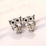 New Design Crystal Women Charms Owl Stud Earrings Cute Colors Fashion Jewelry White Gold Plated Trendy For Wedding Brincos 999