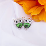 New Design Crystal Women Charms Owl Stud Earrings Cute Colors Fashion Jewelry White Gold Plated Trendy For Wedding Brincos 999