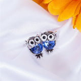 New Design Crystal Women Charms Owl Stud Earrings Cute Colors Fashion Jewelry White Gold Plated Trendy For Wedding Brincos 999