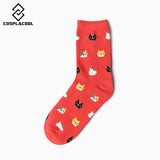 [COAPLACOOL] 5 colors Autumn New sock Animal cartoon cat lovely for women cotton socks