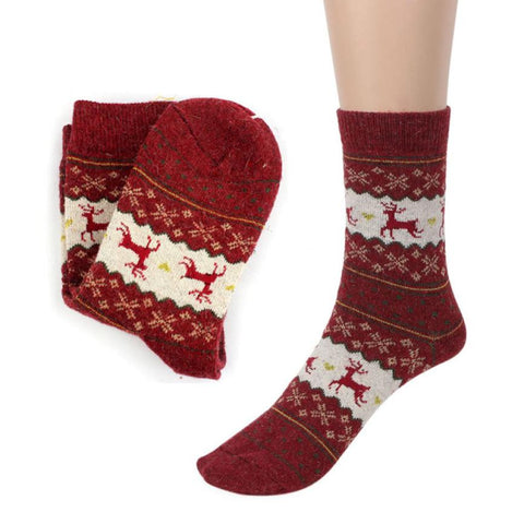 Hot Sale Fashion Christmas Deer Design Casual Knit Wool Socks Warm Winter Mens Women Lowest Price Anne Shop