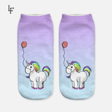 2016 Harajuku Emoji Unicorn Print 3D Socks Women Kawaii Ankle Licorne Chaussette Femme Calcetines Mujer Cute Art Socks ws66