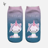 2016 Harajuku Emoji Unicorn Print 3D Socks Women Kawaii Ankle Licorne Chaussette Femme Calcetines Mujer Cute Art Socks ws66