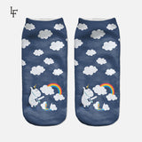 2016 Harajuku Emoji Unicorn Print 3D Socks Women Kawaii Ankle Licorne Chaussette Femme Calcetines Mujer Cute Art Socks ws66