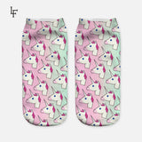 2016 Harajuku Emoji Unicorn Print 3D Socks Women Kawaii Ankle Licorne Chaussette Femme Calcetines Mujer Cute Art Socks ws66