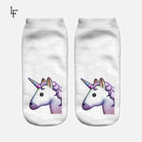 2016 Harajuku Emoji Unicorn Print 3D Socks Women Kawaii Ankle Licorne Chaussette Femme Calcetines Mujer Cute Art Socks ws66