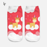 2016 Harajuku Emoji Unicorn Print 3D Socks Women Kawaii Ankle Licorne Chaussette Femme Calcetines Mujer Cute Art Socks ws66