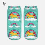 2016 Harajuku Emoji Unicorn Print 3D Socks Women Kawaii Ankle Licorne Chaussette Femme Calcetines Mujer Cute Art Socks ws66