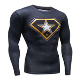 2016New Fashion Fitness Compression Shirt Men Cosplay Male Crossfit Plus Size Bodybuilding Men T shirt 3D Printed Superman Top