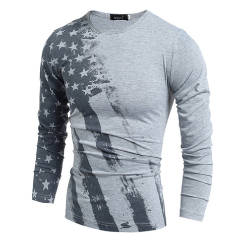 2016 Spring Fashion T-Shirt Long Sleeve T Shirt USA American Flag Printed T-shirts Fall Men Tshirt Fitness Camiseta H7751