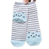 Newly Design Cute Cartoon Cat Socks Striped Pattern Women Cotton Sock Winter Aug10 Drop Shipping Womail