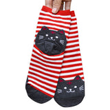 Newly Design Cute Cartoon Cat Socks Striped Pattern Women Cotton Sock Winter Aug10 Drop Shipping Womail
