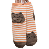Newly Design Cute Cartoon Cat Socks Striped Pattern Women Cotton Sock Winter Aug10 Drop Shipping Womail