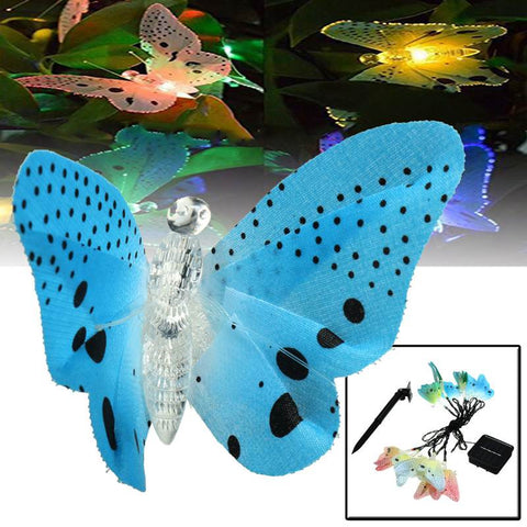 Fiber Optic 12 LED String Light Christmas Butterfly Solar Powered LED Fairy Light Outdoor Lighting Garden Party Decor