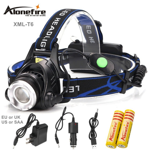 AloneFire HP88 3Modes CREE XML T6 2000LM LED Headlamp Rechargeable Headlight Head Lamp Spotlight For Fishing+Charger+18650