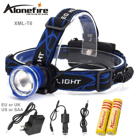 AloneFire HP87 LED Headlamp 18650 battery xml t6 Camping Hunting Searchlight Fishing Bicycle riding Waterproof led headlight