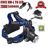 AloneFire HP79 Zoom cree led Headlight Cree XM-L T6 LED 2000LM cree led Head lamp led light for 1/2x18650+AC Charger/Car charger