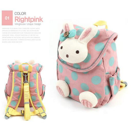 2015 NEW top quality anti-lost baby kids cute 3d rabbit dot backpack, girls child schoolbags kindergarten Toys bag snack pack