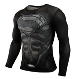 2015 New Fitness Compression Shirt Men Superman Bodybuilding Long Sleeve 3D T Shirt Crossfit Tops Shirts