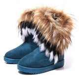 Fashion Fox Fur Warm Autumn Winter Wedges Snow Women Boots Shoes GenuineI Mitation Lady Short Boots Casual Long Snow Shoes