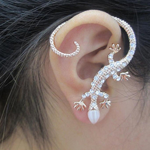 Brincos 2016 New Fashion Accessories Rhinestone Ear Cuff Earrings Elegant Exaggerated Gekkonidae Lizard Hot Sale Stud Earring