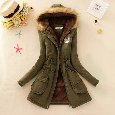 Winter Women Coat 2016 Parka Casual Outwear Military Hooded Coat Woman Clothes Fur Coats manteau femme Winter Jacket Women C001