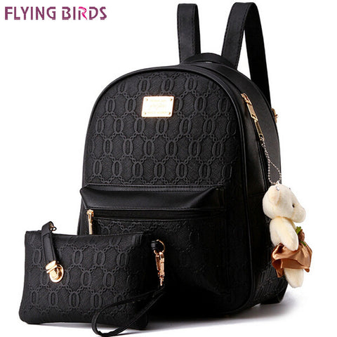 FLYING BIRDS! 2016 women backpack fashion women leather Backpacks ladies girls school bags shoulder bags female bag LS8359fb