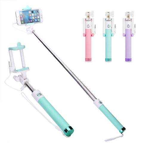 Mini Selfie Stick With Button Wired Silicone Handle Monopod Universal For iPhone 6 5 Android Samsung Huawei Xiaomi Sticks